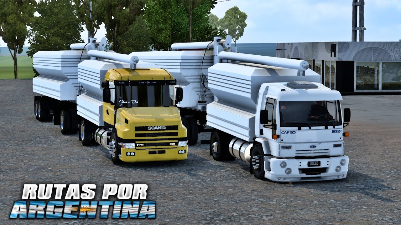 ETS2 CONVOY DE SCANIA 124 Y FORD CARGO! EQUIPO CHASIS ACOPLADO TOLVA! MAPA CEIBO - ETS2 MODS 1.48