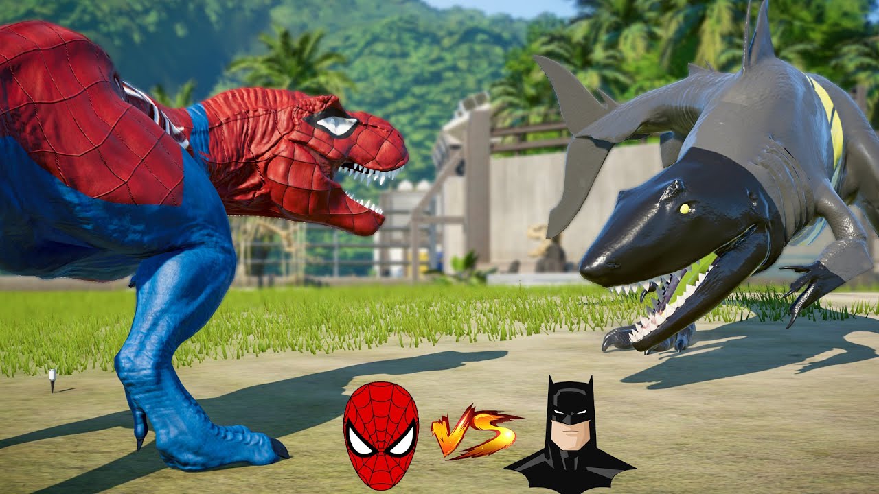 Khủng long siêu nhân nhện T-REX với khủng long cá mập BATMAN 🌎 khung log
