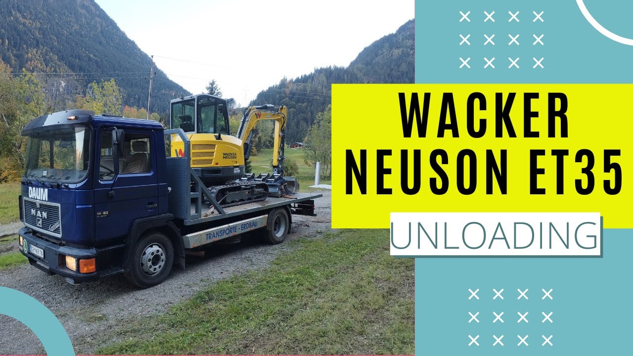 Unloading Excavator Wacker Neuson ET 35, Truck MAN F2000 #viral #subscribe #funnyvideo