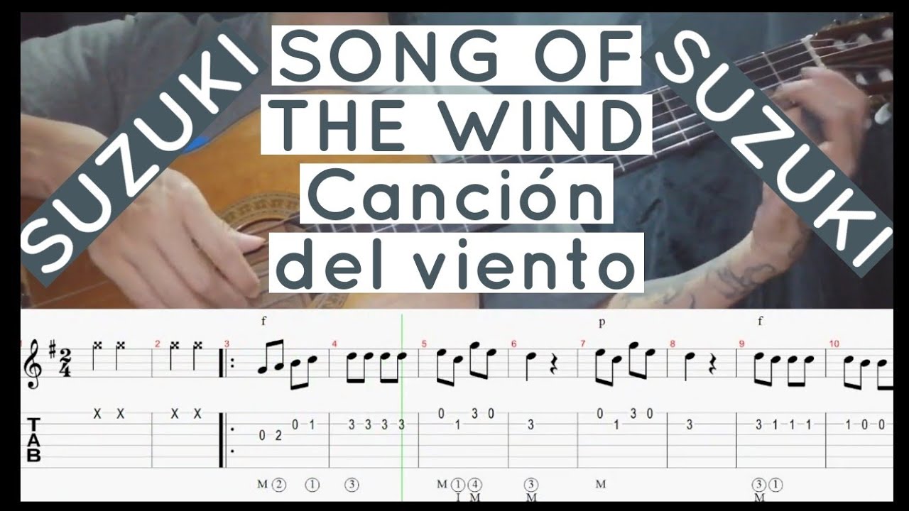 GUITARRA LIBRO 1 MÉTODO SUZUKI - song of the wind / canción del viento, audio guía, descargas PDF
