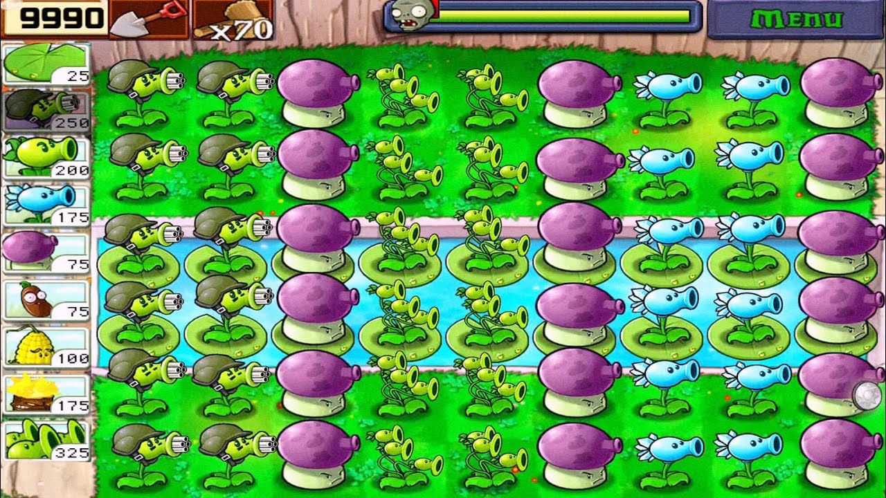 Plants vs Zombies • Last Stand Endless • Gatling Pea, Three Pea, Snow Pea vs Zombies Walkthrough