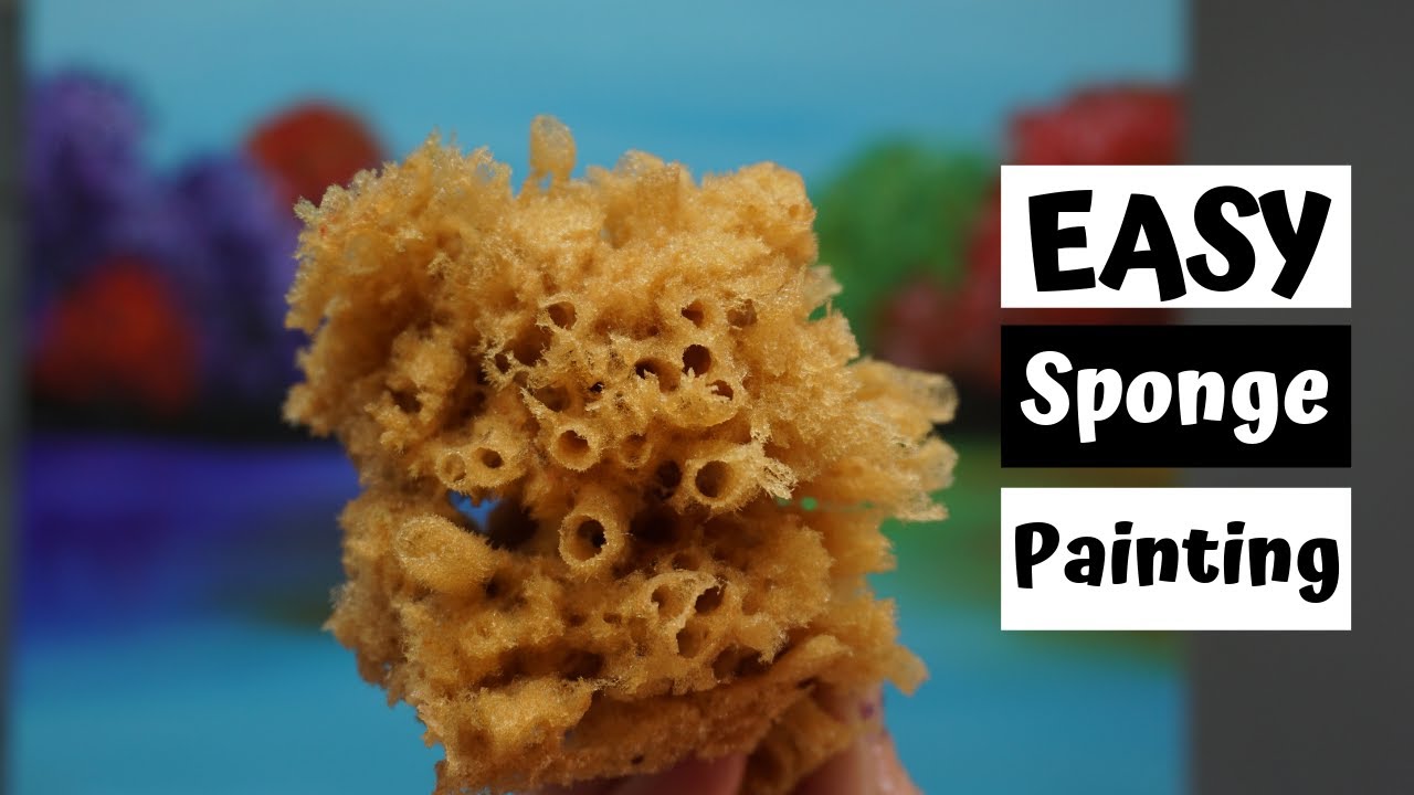Paint a Landscape with a SPONGE || Step by Step Painting Tutorial for Beginners