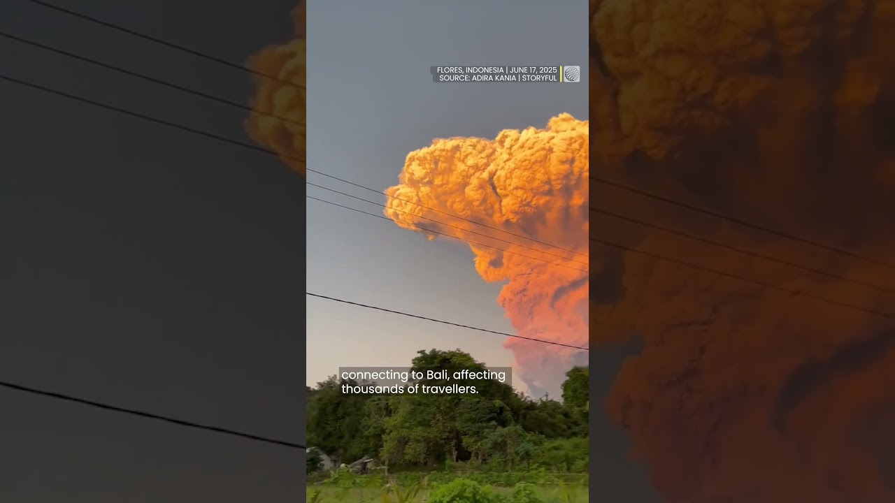 10-km high pillar of ash looms over towns after eruption