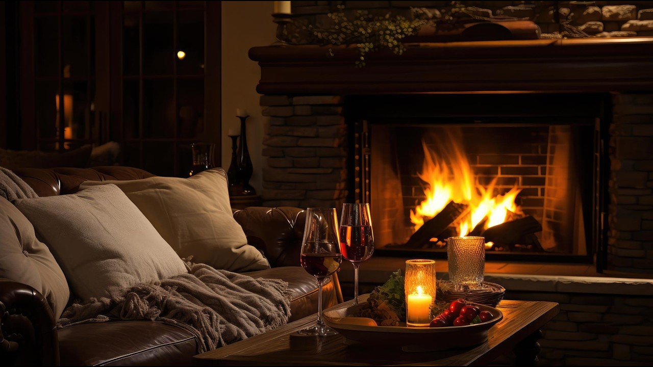 Cozy Fireplace with Relaxing Music 🔥 4K Ambience