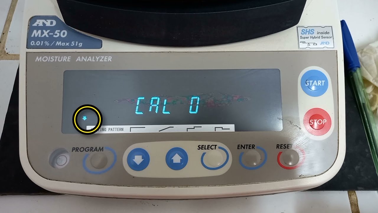 Ajuste y calibración de Termobalanza determinador de Humedad, marca AND modelo MX-50