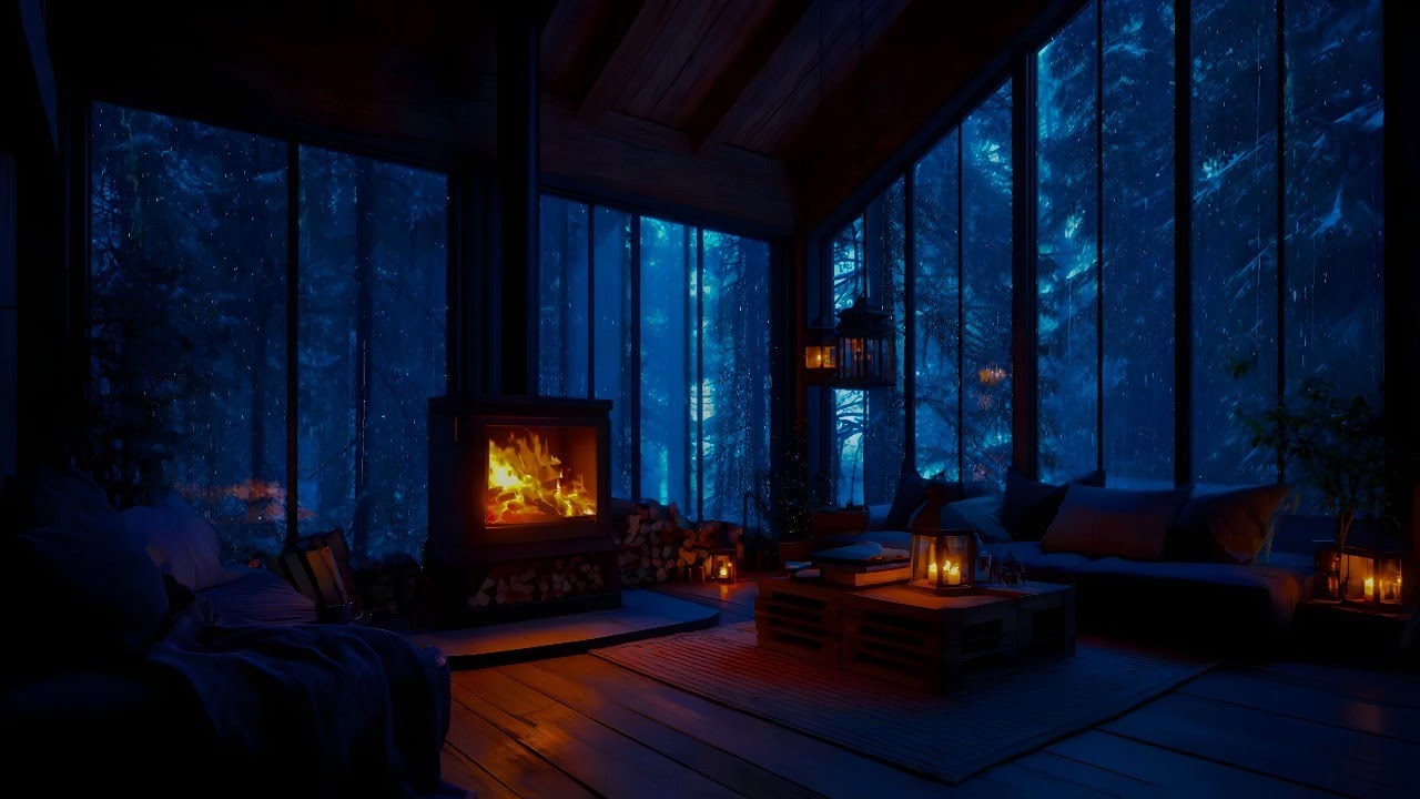 Rain Sounds for Sleeping - Heavy Rain & Thunder Sounds - Calm Your Mind - Rain, Thunder & Fireplace