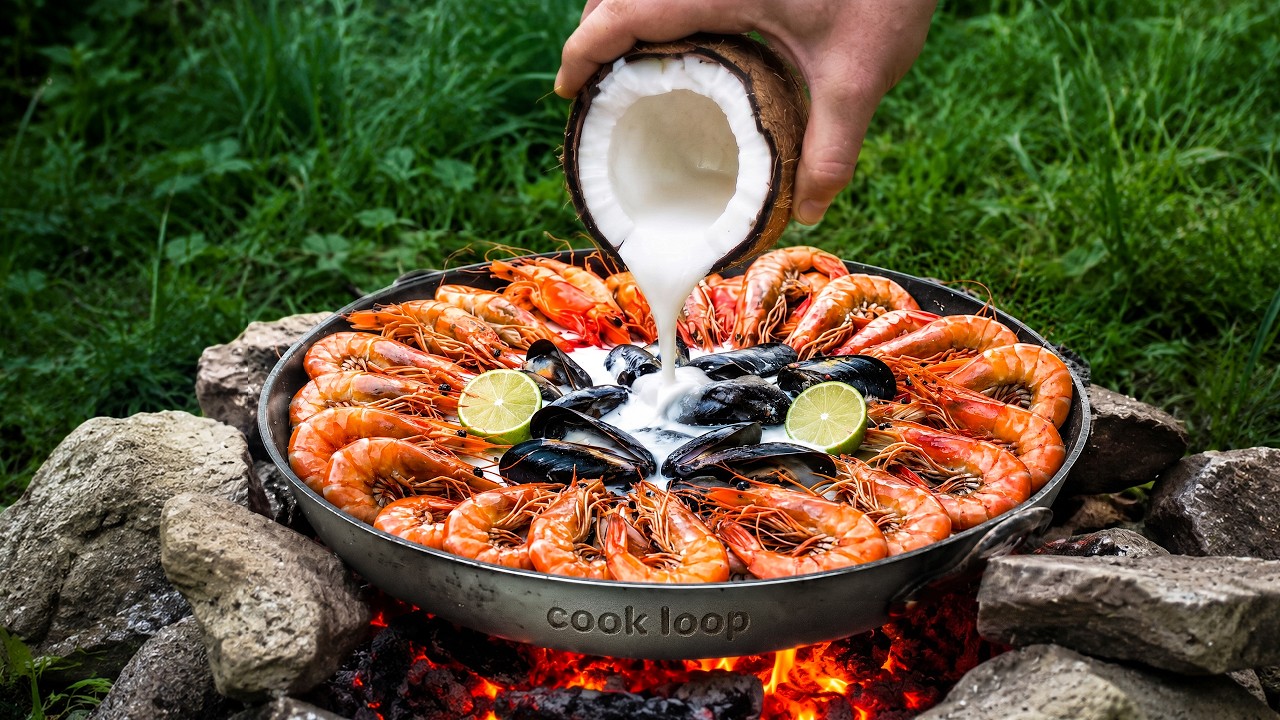 Authentic Brazilian Seafood Stew Cooked Over Campfire | Moqueca