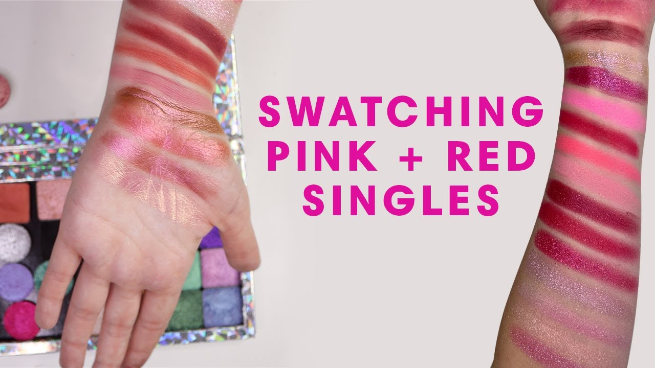 Swatching all my pink + red single eyeshadows | Valentines Day theme eyeshadows