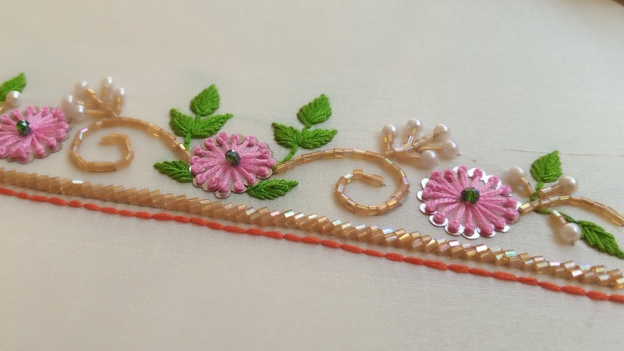 Hand embroidery borderline || Hand embroidery tutorial 