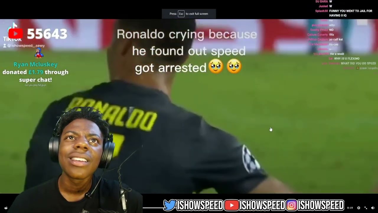 Ishowspeed reacts to Ronaldo crying about him going to jail 😂