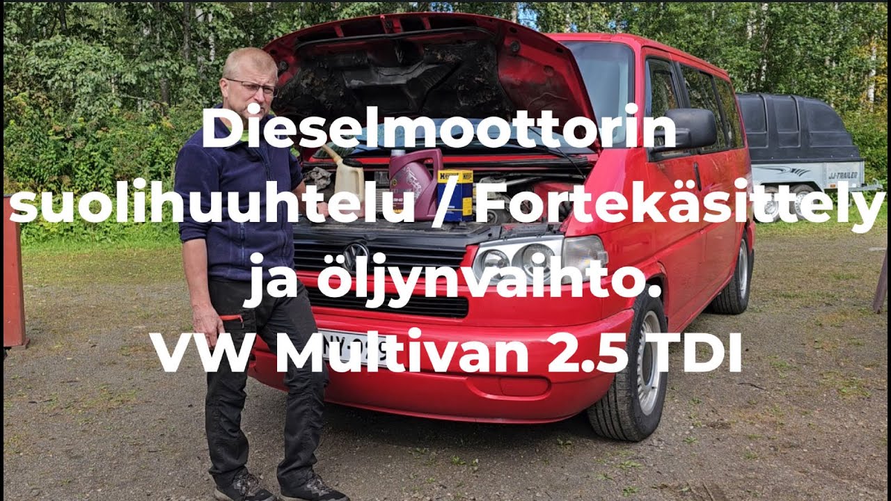 VW T4 2.5TDI dieselmoottorin suolihuuhtelu / fortekäsittely / motor flush. 30.8.2023