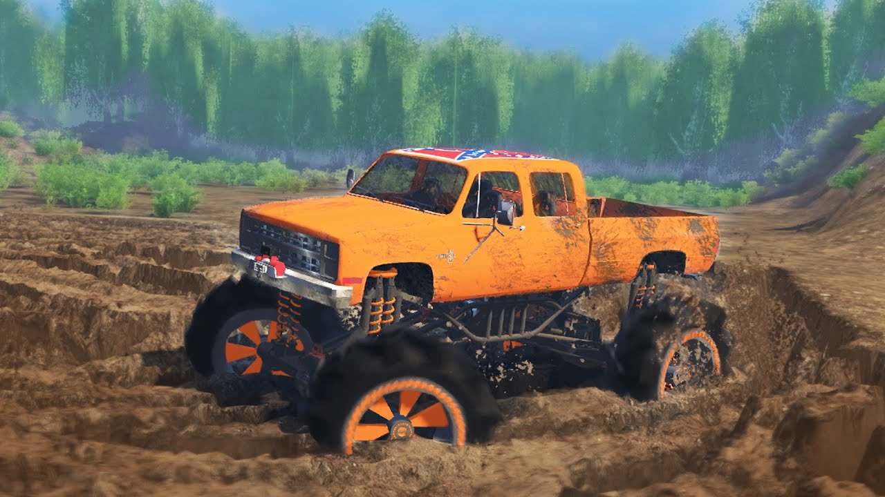 MUDDING CHALLENGE! Chevy Mud Truck 4x4 Off-Roading, Mudding, & Hill Climbing! (SpinTires)