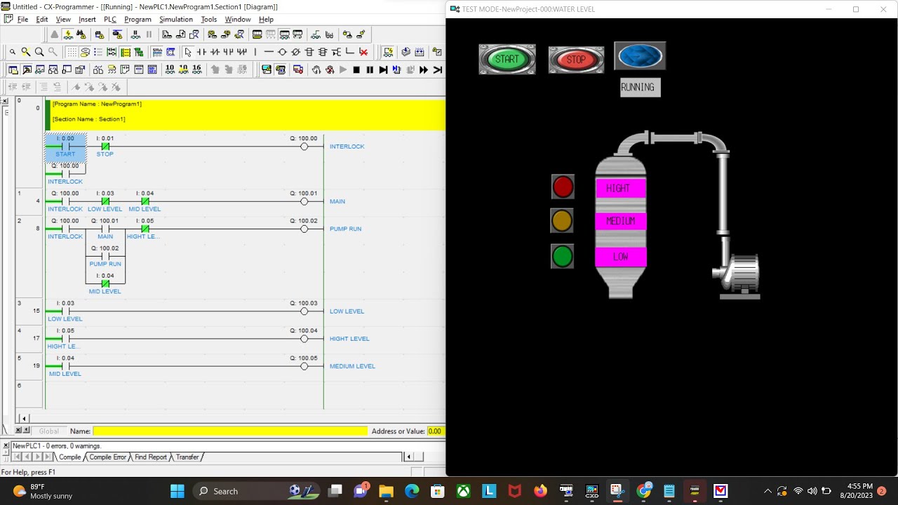 Auto Start Pump  menggunakan Sensor Water Level menggunakan CX-Programmer dan CX-Designer (Omron)