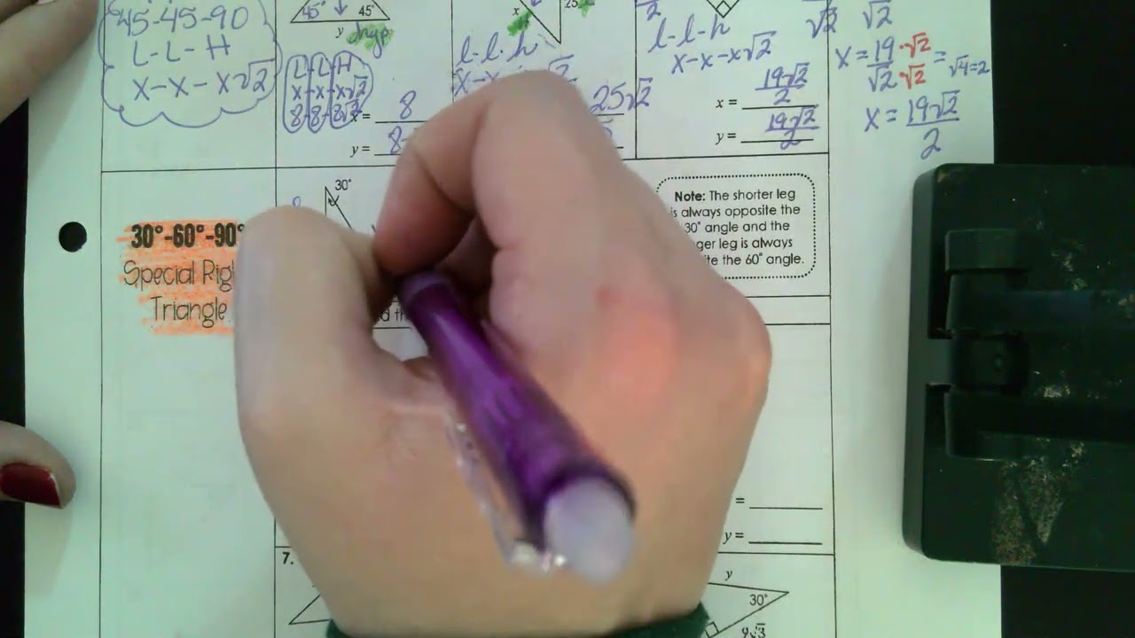 Special Right Triangles 30-60-90 and 45-45-90