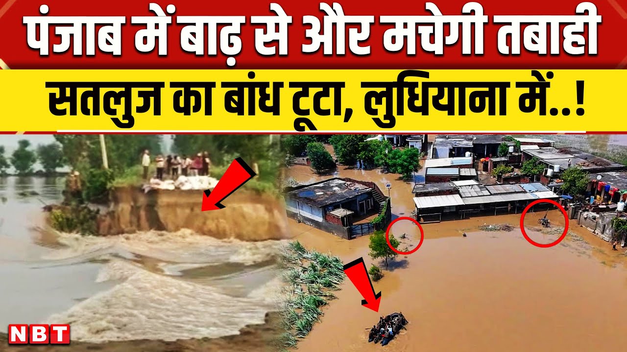 Punjab Flood Update: Ludhiana के Sasrali में बना बांध टूटा, 14 गांवों पर संकट| Barh Video | NBT News