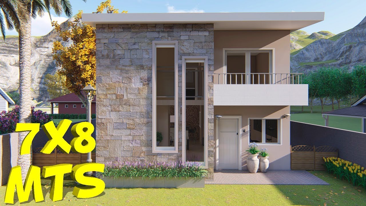 Casa DUPLEX 7X8m con 3 dormitorios / 7x8 House Plans
