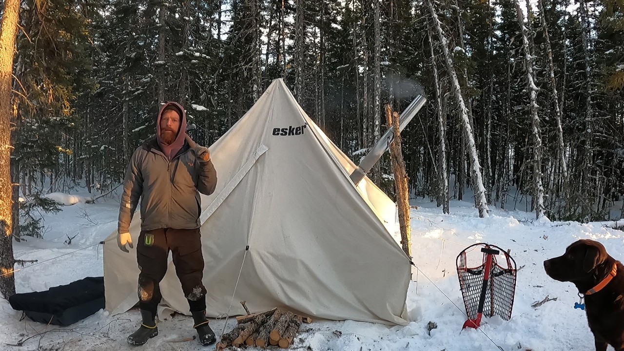 3 Days Winter Camping and Hunting out of a Canvas Hot Tent