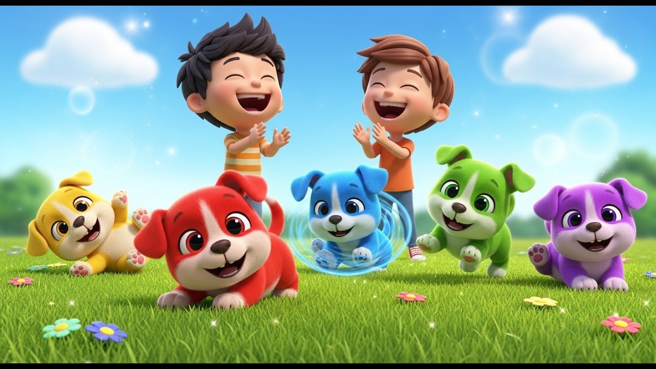 Vijf Puppy's Rollen, Rollen, Rollen | Vrolijk Dierenliedje & Peuterliedjes