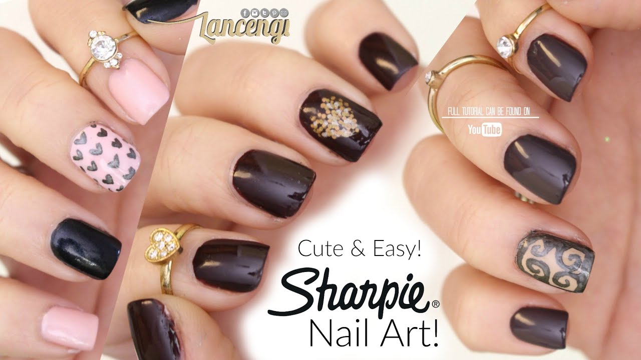 DIY Cute & Easy Nail Art For Beginners - Sharpie Nail Designs #40