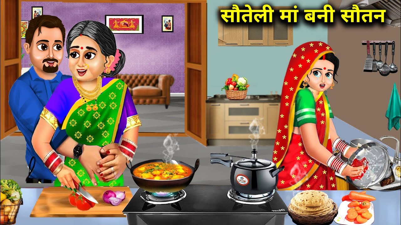 सौतेली मां बनी सौतन||cartoon videos||step mother became co-wife || hindi videos|| new stories..!