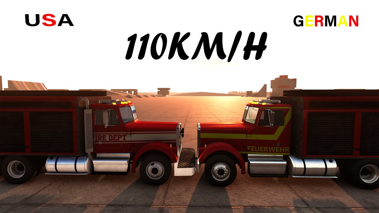 US Firetruck VS German Firetruck😱| Beamng.Drive