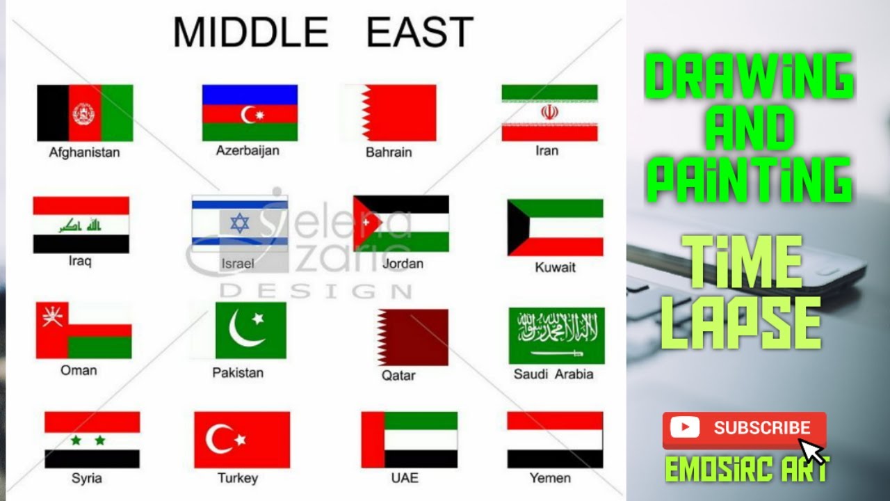 All Flags of Middle East TIME LAPSE || Flag of the world || drawing and painting