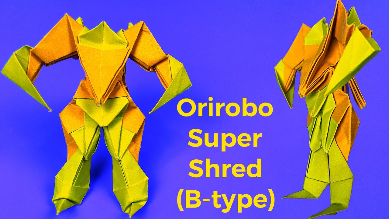 Обучающее видео оригами 🟩 Ориробо Супер Шред тип B 🟩 Делаем робота из одной бумаги