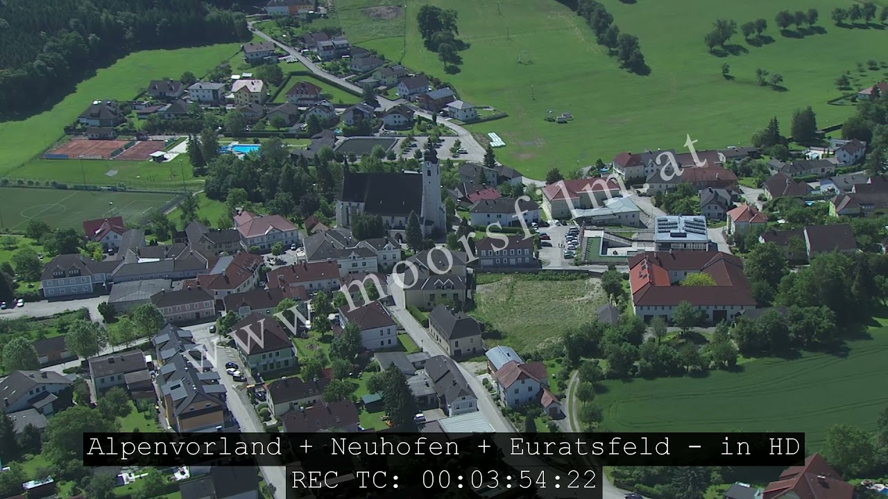Flugaufnahmen Hubschrauber -  Alpenvorland + Neuhofen + Euratsfeld - in HD mit Timecode im Bild