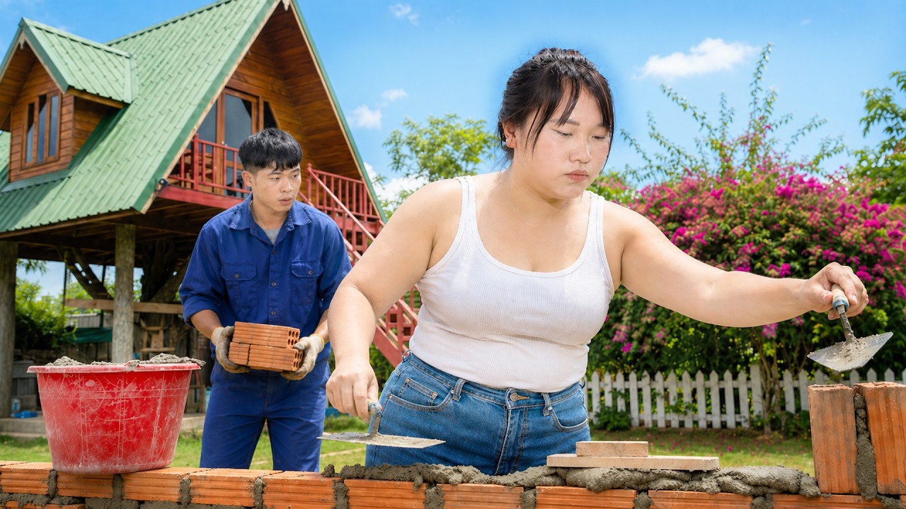 Phuc and Sua Work Hard to Build Their Dream Wooden House in the Countryside