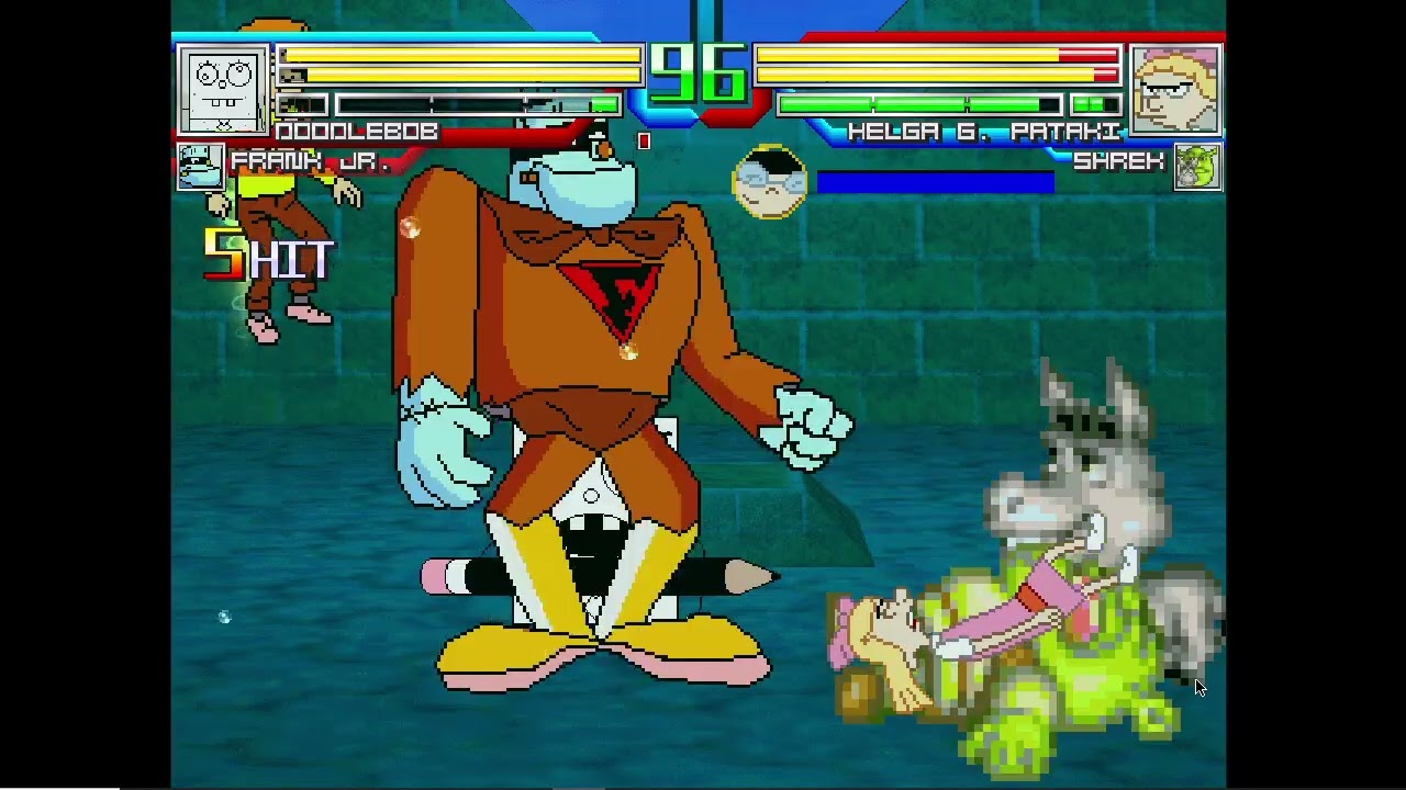 Mugen Battle #3219: Doodlebob & Frank Jr vs Helga G Pataki & Shrek