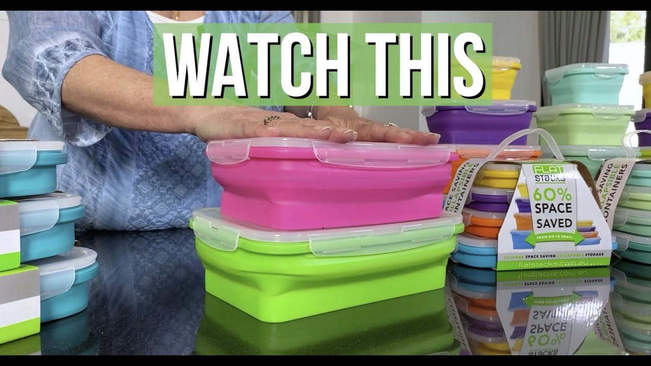 Flat Stacks Space Saving Collapsible Silicone Storage Containers