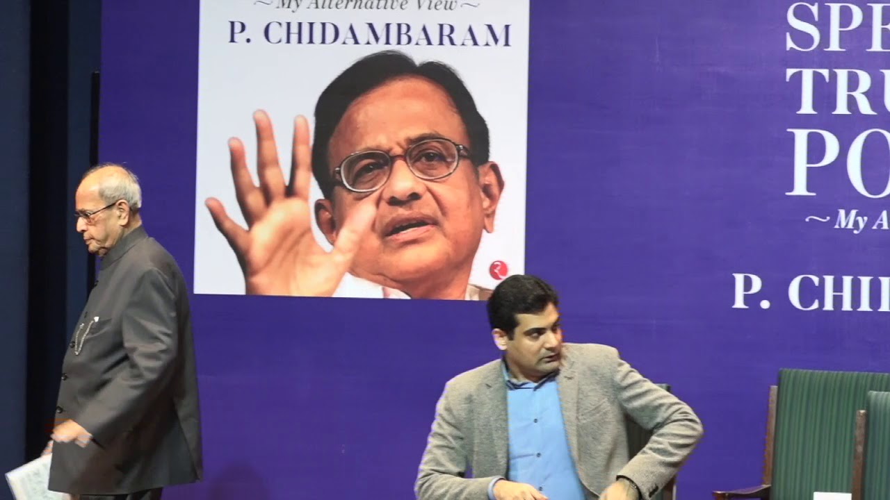 Former President Pranab Mukherjee launches former FM P. Chidambaram's book Speaking Truth To Power.