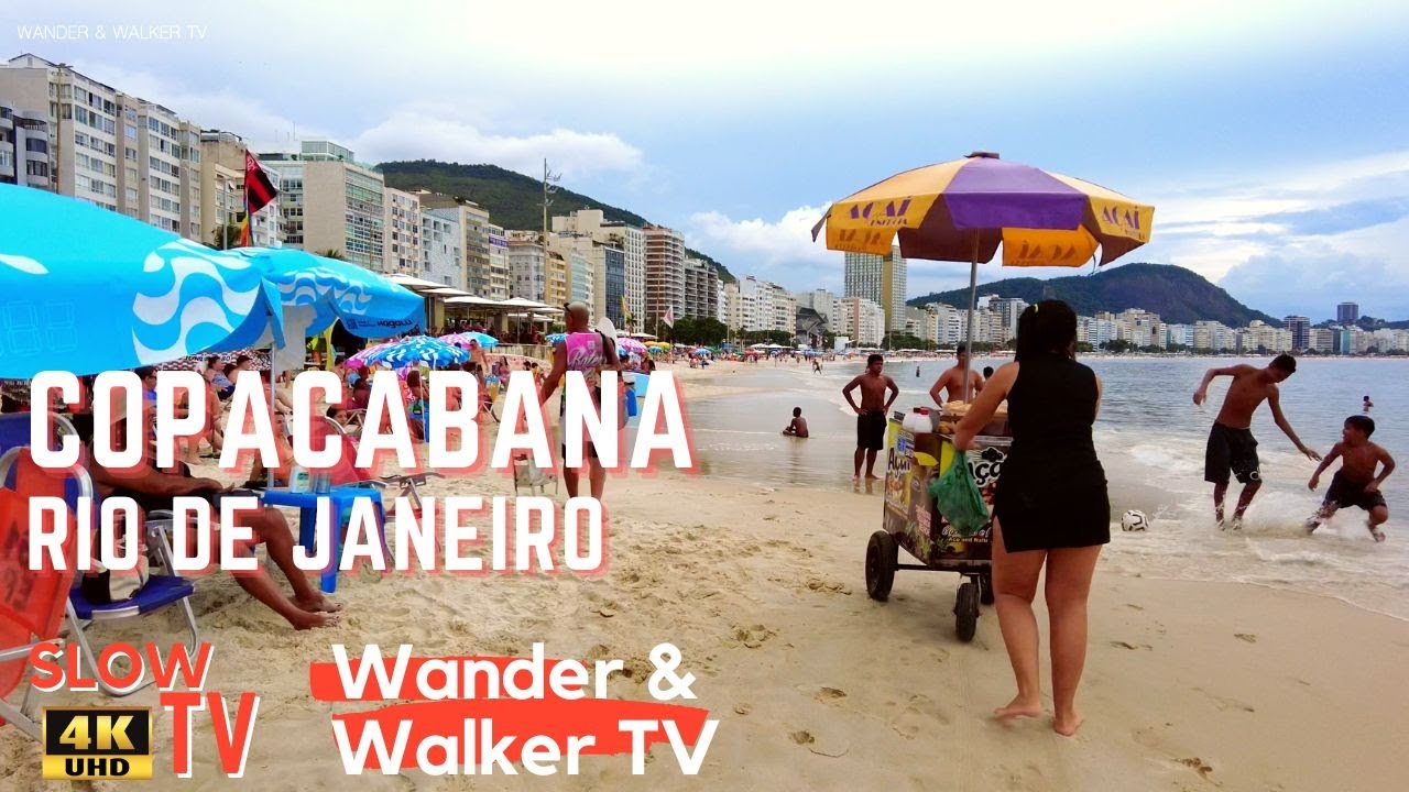 🌴 Copacabana - Rio de Janeiro - Brazil - Relaxing Beach Walk Tour - 4K