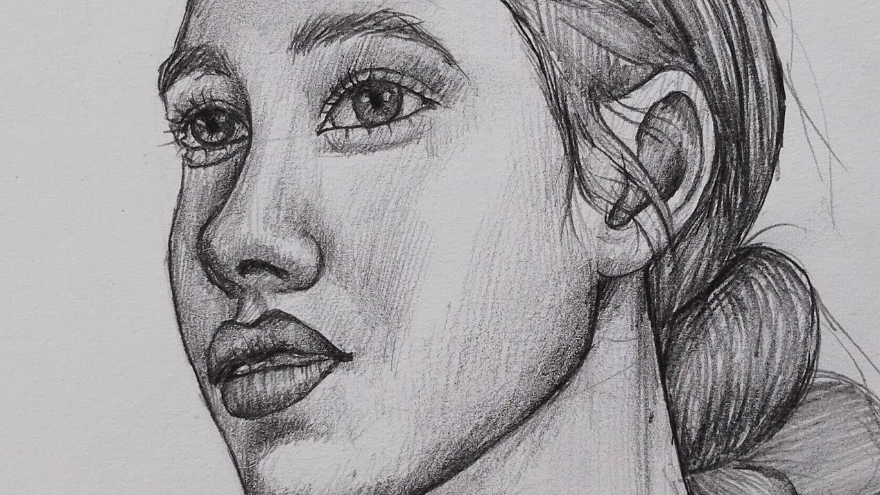 How to Draw a 3/4 View Girl Face Step by Step (Loomis Method)