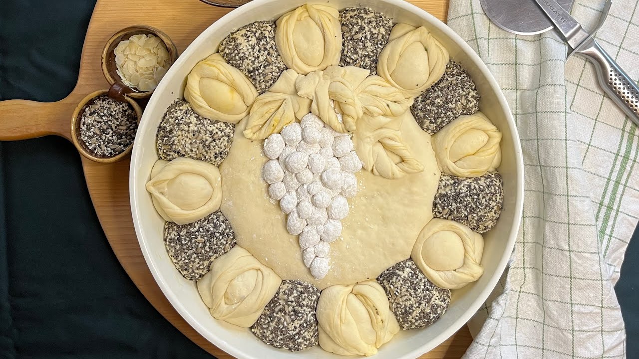 Красиво оформяне на пита Зарезан № 78 (грозде) / Traditional Balkan bread art shaping | Pogaca