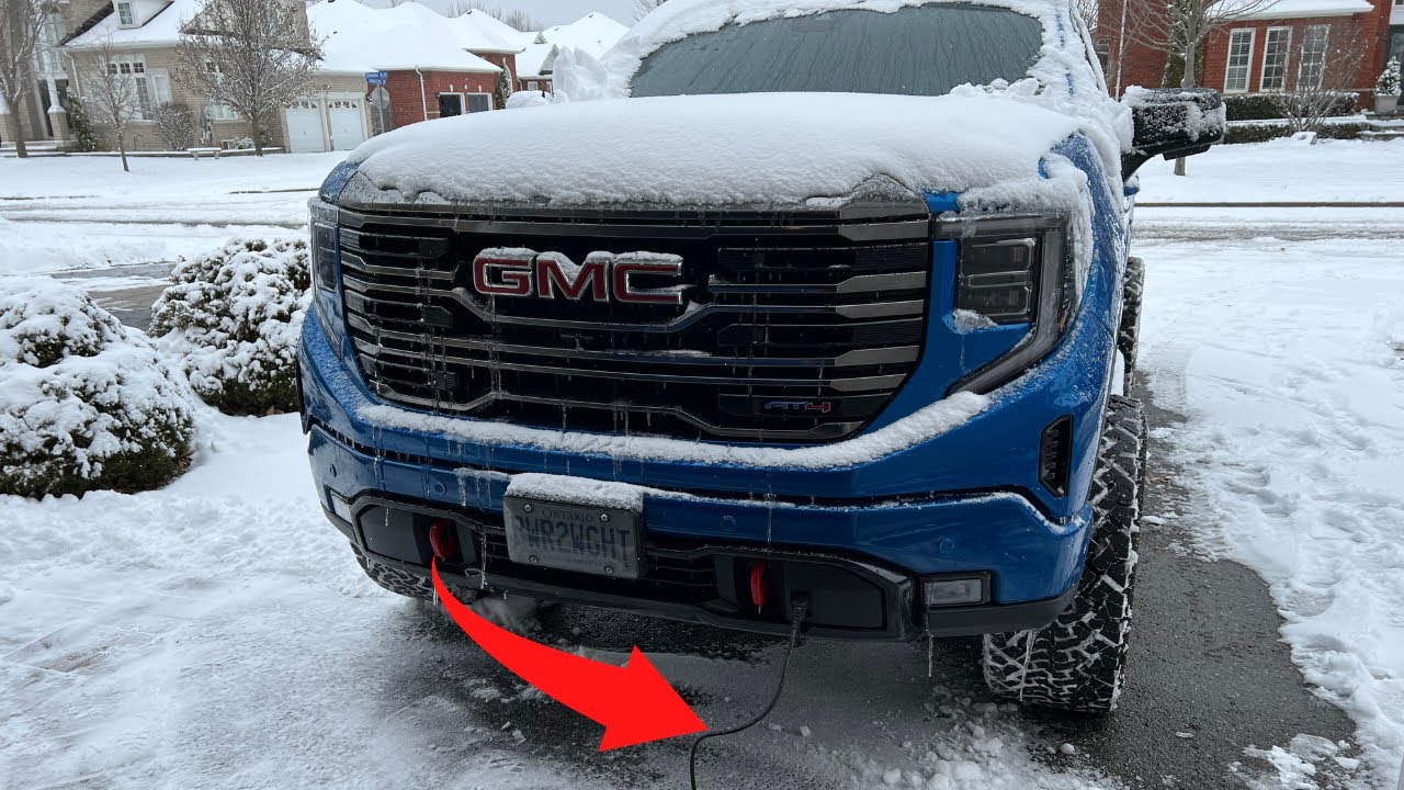 How To Plug in Your Engine Block Heater on a 3.0L Duramax Diesel | 2022 Refreshed GMC Sierra AT4
