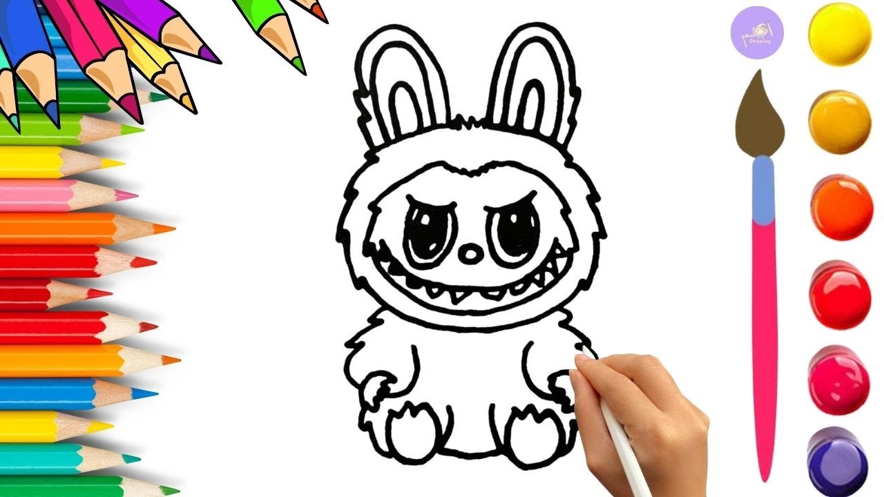 How To Draw cute Labubu Drawing, Painting & Coloring For Kids and Toddlers_🌈🎨