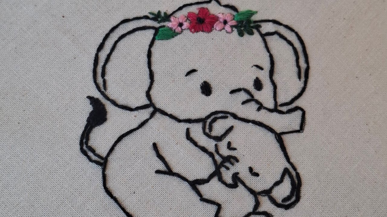 Elephant Hand Embroidery// Elephant Embroidery Design/ /Embroidery for Beginners /broderie à la main