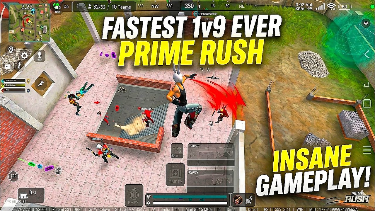 🔴 FASTEST 1V9 CLUTCH IN PRIME RUSH || INTENSE GAMEPLAY PRIME RUSH 🥶