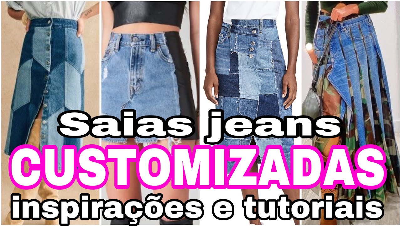 Muitas ideias para fazer saias com retalhos jeans / SAIAS JEANS DE RETALHOS / tutoriais de saias