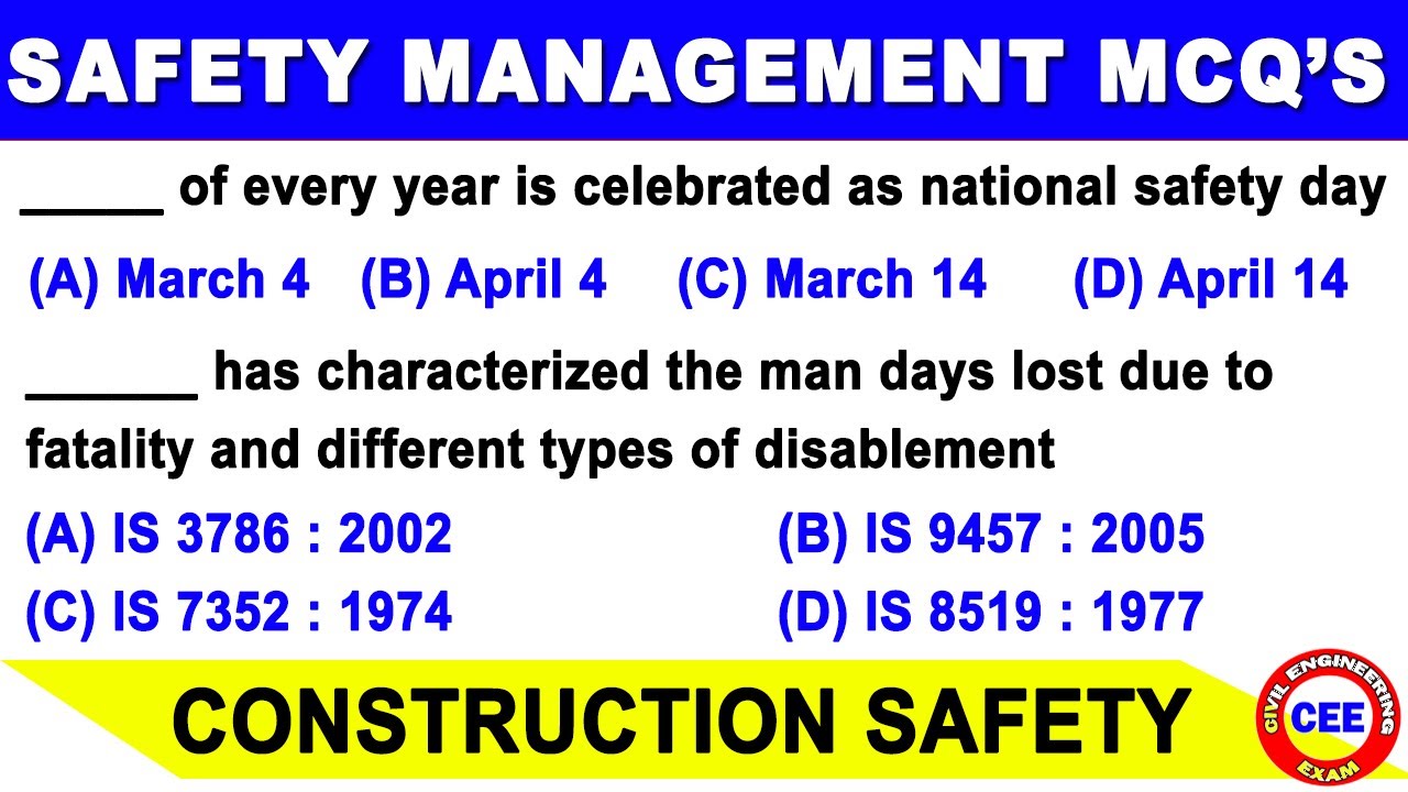 safety management mcq | construction safety mcq | mcq on construction safety management | safety mcq
