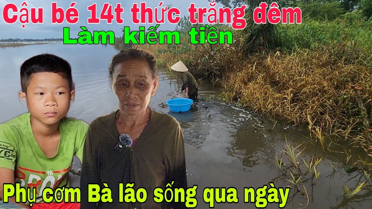 Cậu bé 14 tuổi thức trắng đêm làm kiếm tiền phụ cơm Bà lão bắt ốc sống qua ngày