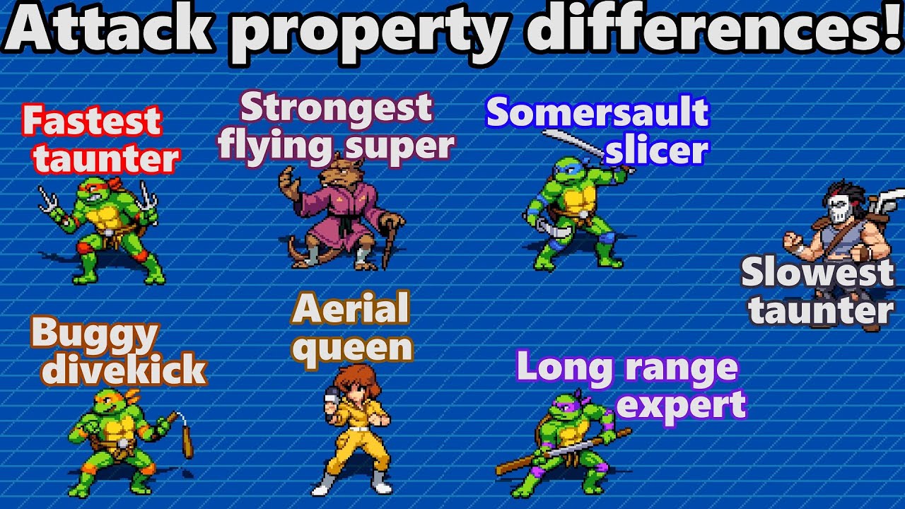 #AD | TMNT Shredder's Revenge: Attack property differences & taunt speed comparisons.