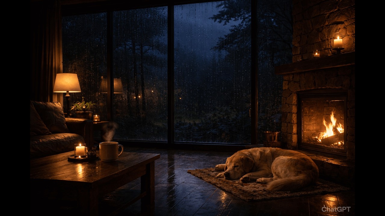 You’re Safe Here 🌧️ Cozy Rain & Fireplace Night for Deep Sleep (3 Hours)