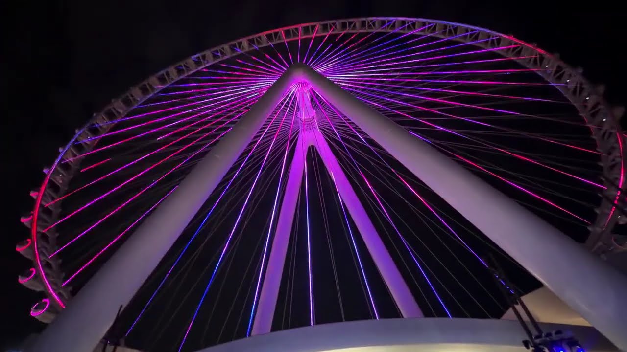 4K Ain Dubai Night Light Show with New Year Week Atmosphere 2026