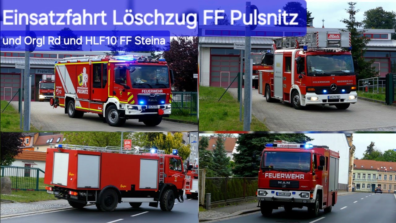 Einsatzfahrten Löschzug FF Pulsnitz, OrgL- RD und HLF10 FF Steina zum Brand einer CNC-Fräse in Ohorn