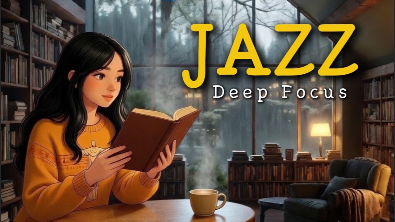 Cozy Rainy Library  Smooth Jazz & Rain Sounds for Study, Work and Relaxation