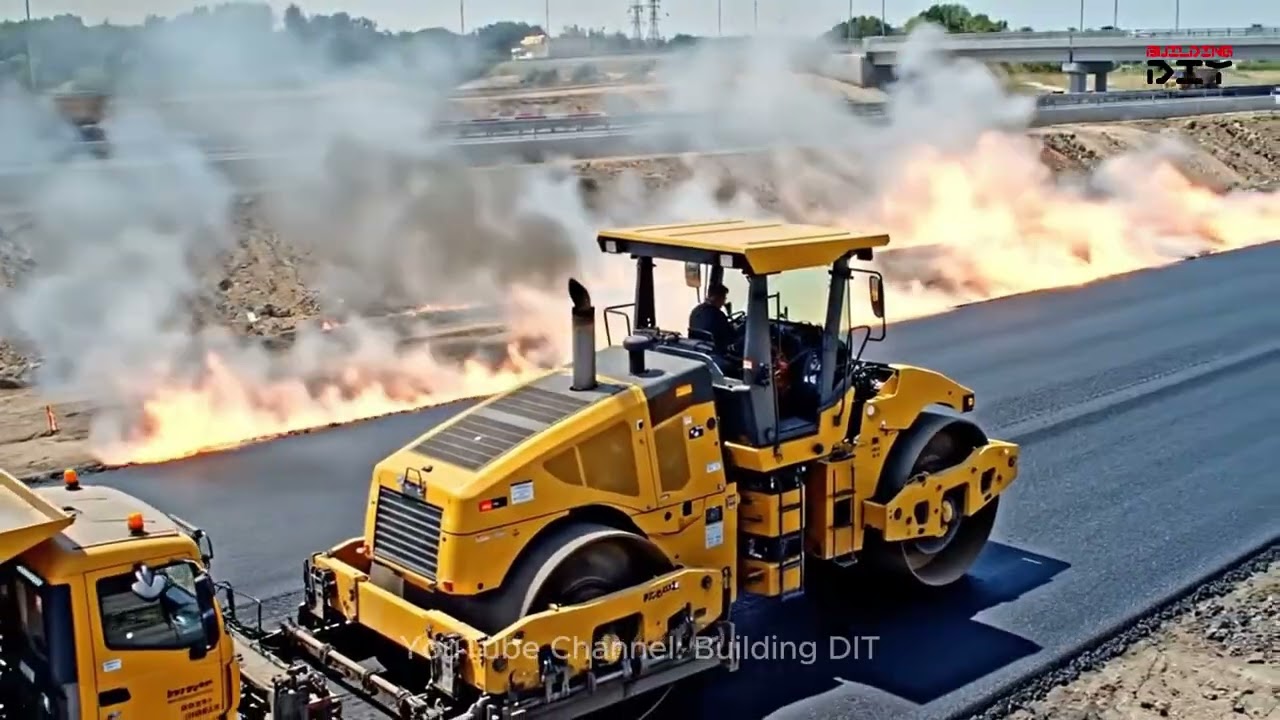 Cinematic Highway Asphalting Tour 4K  Realistic Road Construction