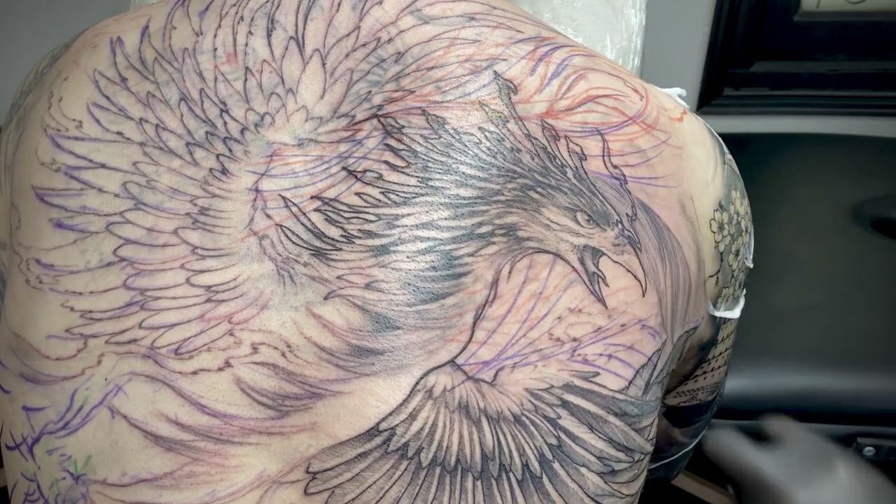 Phoenix reborn tattoo design and cover by Trung Tadashi Artist - Amazing freehand skills.