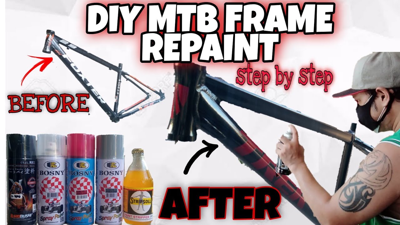 DIY REPAINT MTB FRAME.. Metallic Black Step by Step